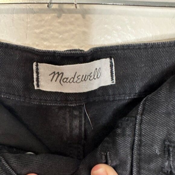 Madewell Wide Leg Crop Jeans Size 26 Black Denim Button Front High Rise J7952 - Picture 8 of 11